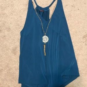 Blue Tank Top W/ Necklace